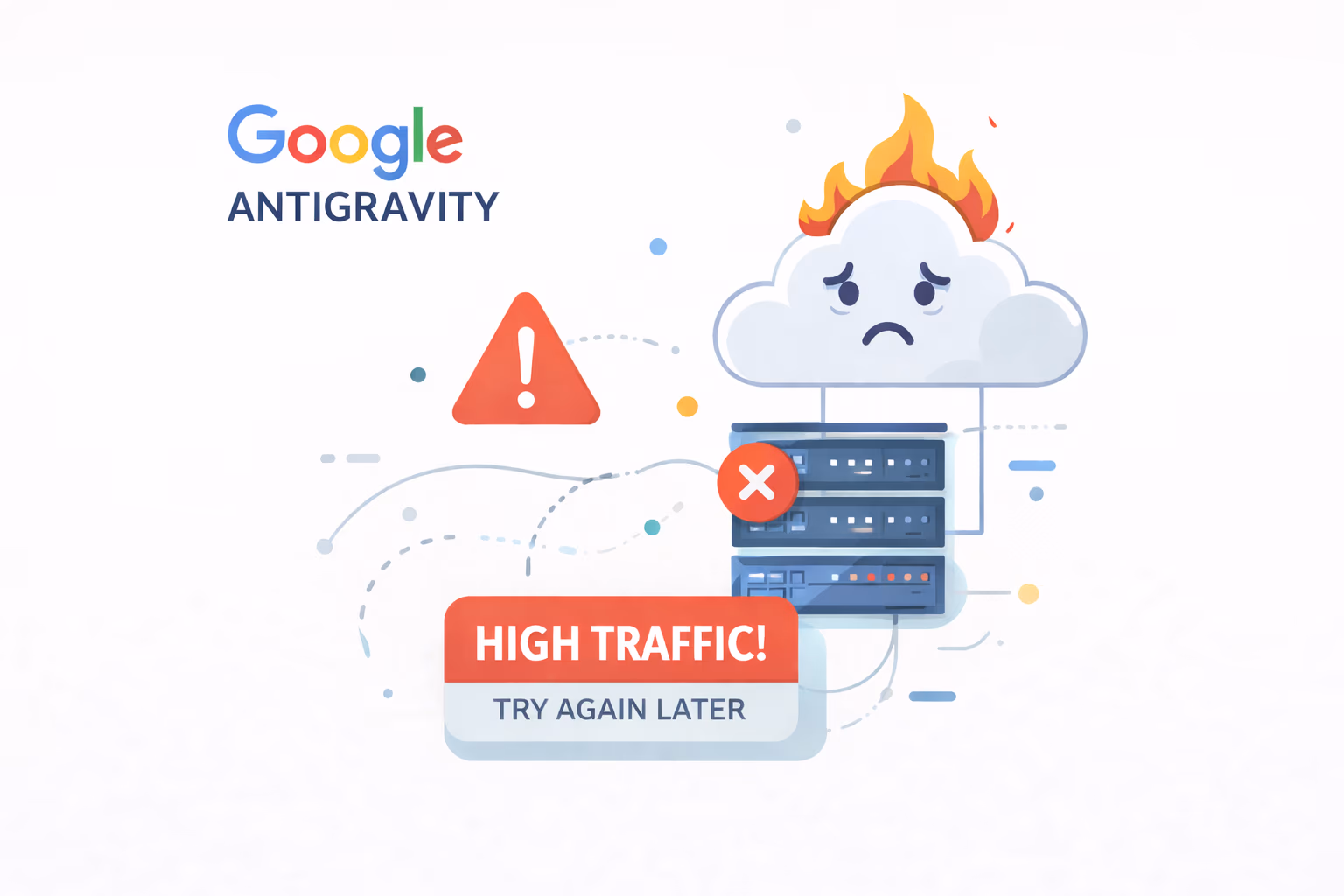 Google Antigravity high traffic 503 error — server overload warning screen